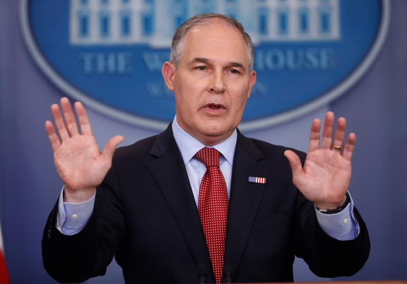 EPA Administrator Scott Pruitt speaks to the media during the daily briefing in the Brady Press Briefing Room of the White House in Washington, Friday, June 2, 2017. AP images
